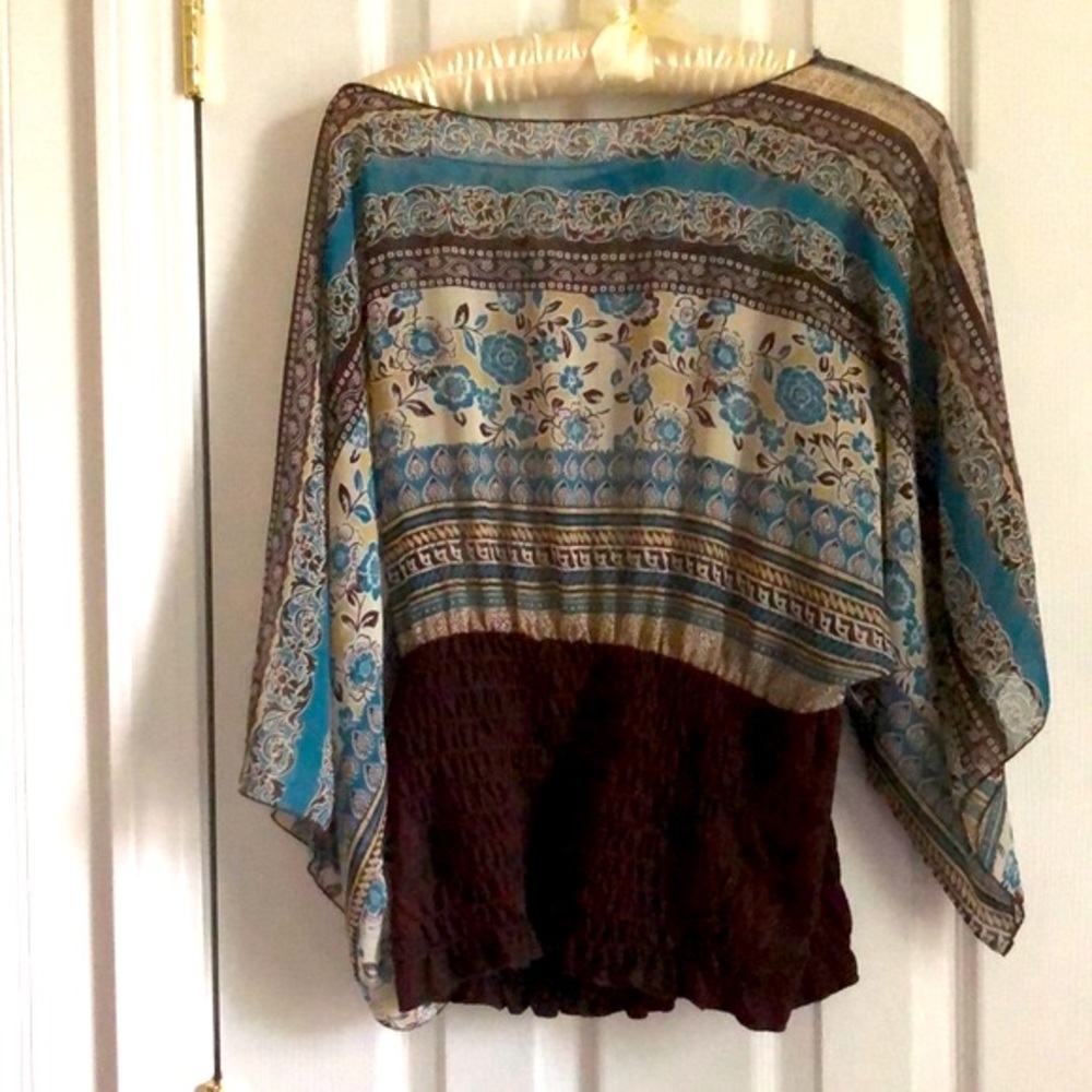 Simply Irresistible Kimono‎ Blue Brown Clubwear Hippie Top